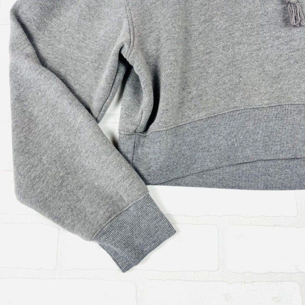 Gray Cropped Hoodie Drawstring Pullover Long Sleeve Casual Comfy xS - Picture 3 of 12